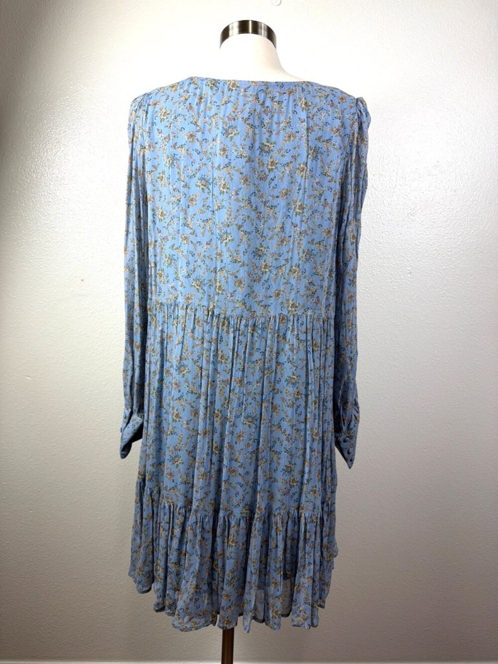 Sézane Aurena Dress Vintage Blue Praire FR 46/US 14 Floral Mini Romantic Boho - Picture 5 of 16
